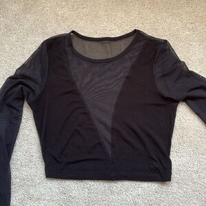 Black Mesh Long Sleeve Top